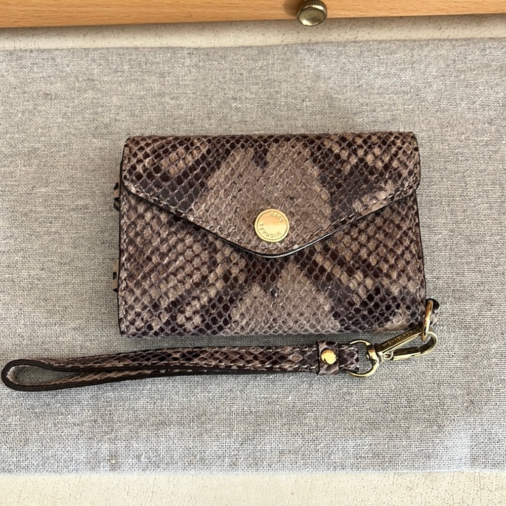 Michael Kors snakeskin, wallet, wristlet, Trifold
